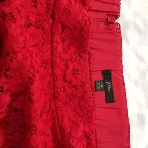 J crew red lace skirt sz 10
